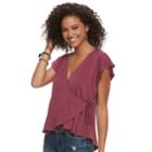 Juniors' American Rag Solid Wrap Top, Size: Xs, Drk Purple