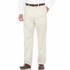Men's Savane Performance Straight-fit Easy-care Pleated Chinos, Size: 36x28, White