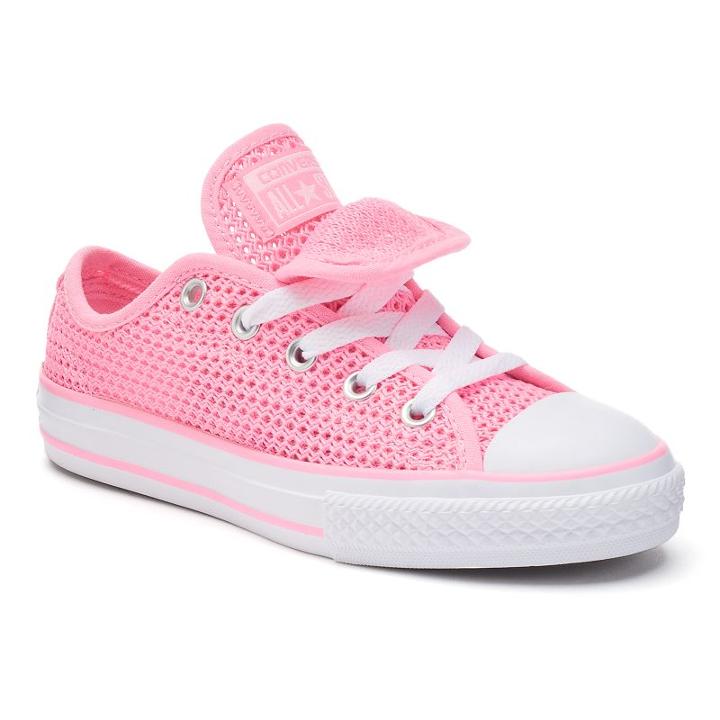 Girls' Converse Chuck Taylor All Star Double Tongue Crochet Sneakers, Girl's, Size: 2, Light Pink