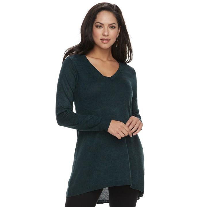 Women's Apt. 9&reg; High-low V-neck Tunic Sweater, Size: Xl, Dark Green