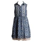 Girls 4-6x Youngland Collared Paisley Dress, Girl's, Size: 4, Blue (navy)