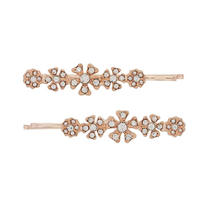 Lc Lauren Conrad Flower & Simulated Crystal Cluster Bobby Pin Set, Women's, Pink