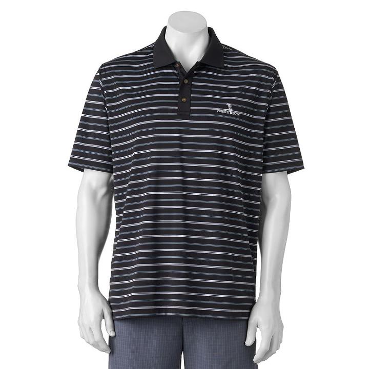 Men's Pebble Beach Classic-fit Striped Performance Golf Polo, Size: Xxl, Black
