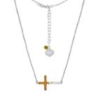 Missouri Tigers Sterling Silver Crystal Sideways Cross Necklace, Women's, Size: 18, Yellow