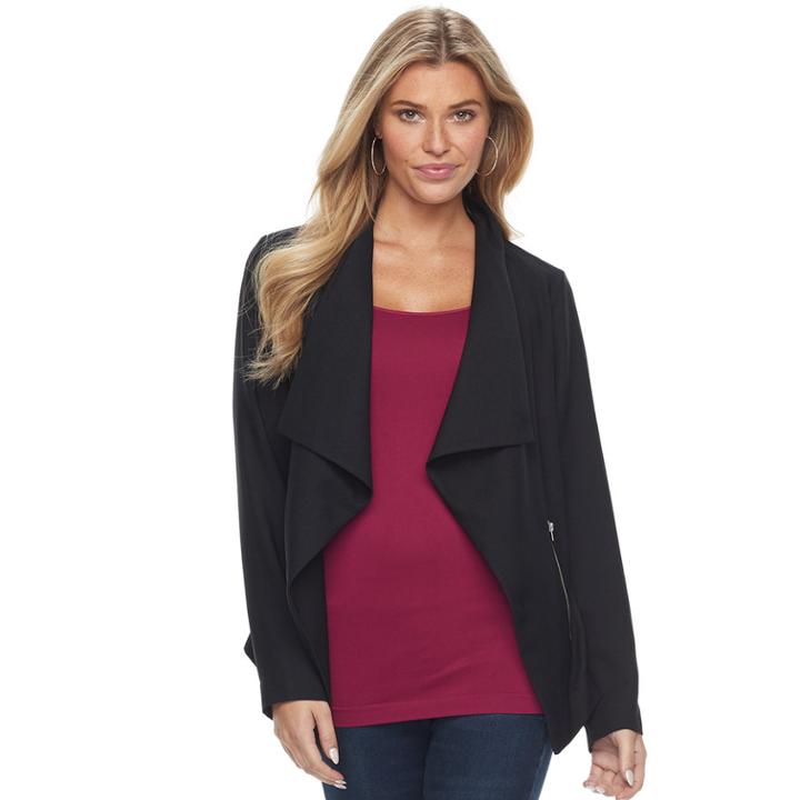 Women's Apt. 9&reg; Draped Flyaway Blazer, Size: Xl, Black