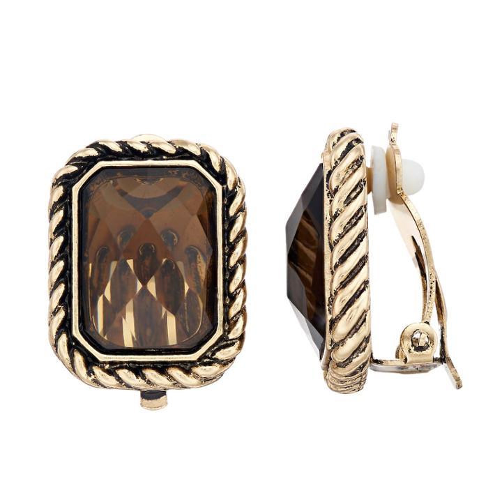 Dana Buchman Brown Clip On Earrings, Women's