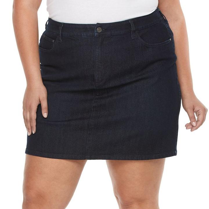 Plus Size Croft & Barrow&reg; Essential Jean Skort, Women's, Size: 16 W, Dark Blue