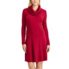 Petite Chaps Cowlneck Sweater Dress, Women's, Size: L Petite, Red