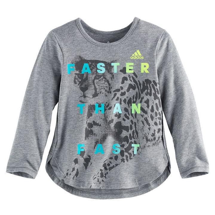 Girls 4-6x Adidas Faster Than Fast Long-sleeved Tee, Size: 5, Dark Grey