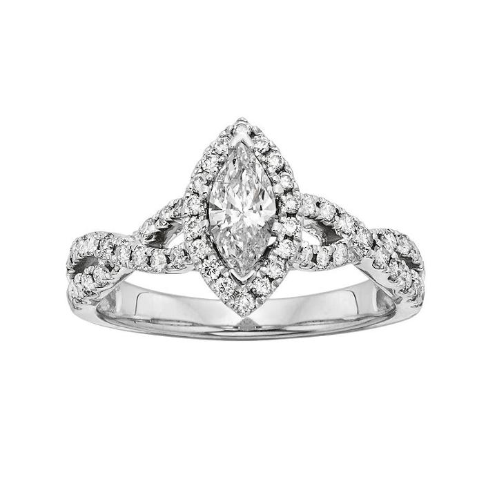 Igl Certified Diamond Halo Engagement Ring In 14k White Gold (1 Ct. T.w.), Women's, Size: 5.50