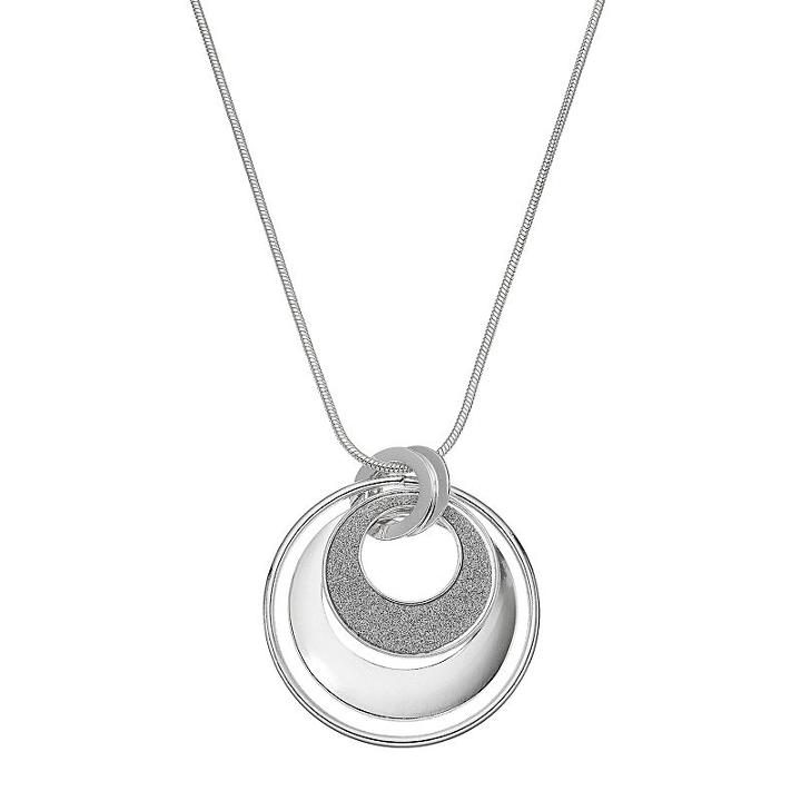 Apt. 9&reg; Long Glittery Interlocking Triple Ring Pendant Necklace, Women's, Silver