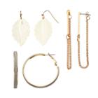 Mudd&reg; Leaf, Bar Chain & Glittery Hoop Earring Set, Girl's, Multicolor