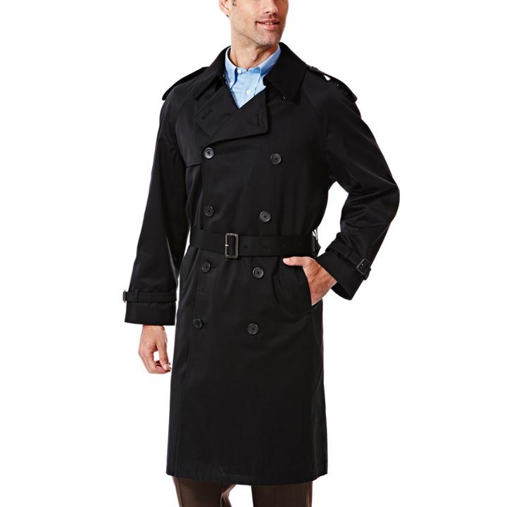 Men's Ike Behar Classic-fit Double-breasted Rain Jacket, Size: 36 - Regular, Black