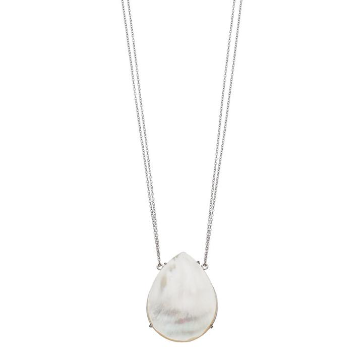 Sterling Silver Mother-of-pearl Teardrop Necklace, Women's, Size: 18, Black