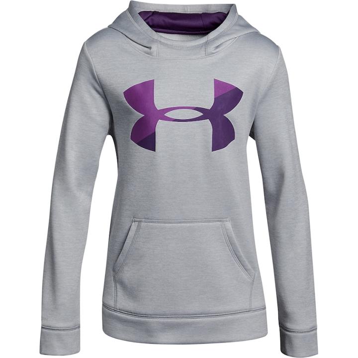 Girls 7-16 Under Armour Novelty Big Logo Hoodie, Size: Medium, Red Overfl