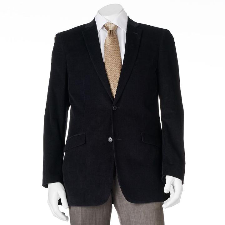 Men's Adolfo Slim-fit Wale Corduroy Sport Coat, Size: 48 - Regular, Black