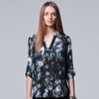 Petite Simply Vera Vera Wang Abstract Print Blouse, Women's, Size: M Petite, Dark Blue