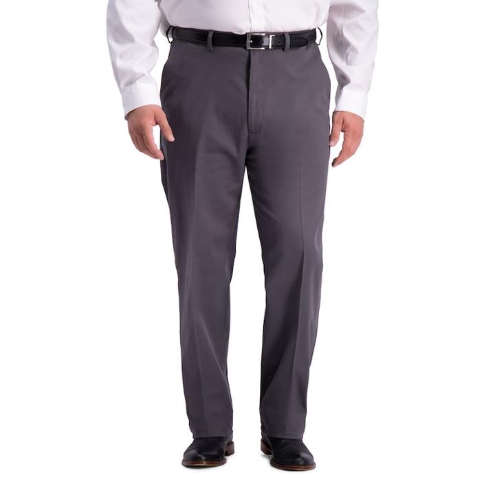 Big & Tall Haggar Work-to-weekend Pro Relaxed-fit No-iron Stretch Flat-front Expandable-waist Pants, Men's, Size: 56x32, Grey