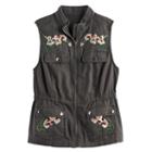 Girls 7-16 Mudd&reg; Flower Embroidered Utility Vest, Size: 7-8, Grey Other