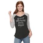 Juniors' Good Morning Star Shine Raglan Graphic Tee, Teens, Size: Xs, Black