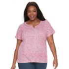 Plus Size Croft & Barrow Solid Henley Tee, Women's, Size: 3xl, Med Pink