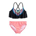 Girls 7-16 So&reg; Tribal Print 2-pc. Swimsuit Set, Size: 10, Black