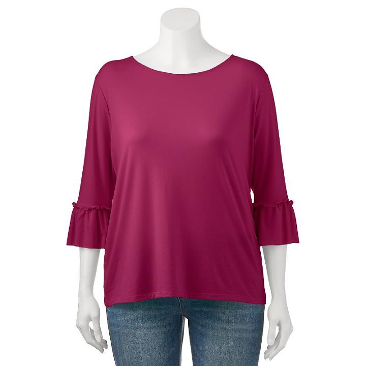 Juniors' Plus Size So&reg; Solid Bell Sleeve Tee, Teens, Size: 2xl, Pink