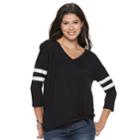 Juniors' So&reg; Varsity Striped Knot Front Tunic, Teens, Size: Xl, Black