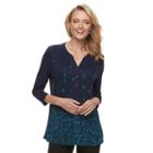 Women's Croft & Barrow&reg; Pleated Popover Top, Size: Xl, Dark Blue