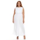Plus Size Design 365 Embroidered Maxi Dress, Women's, Size: 3xl, White