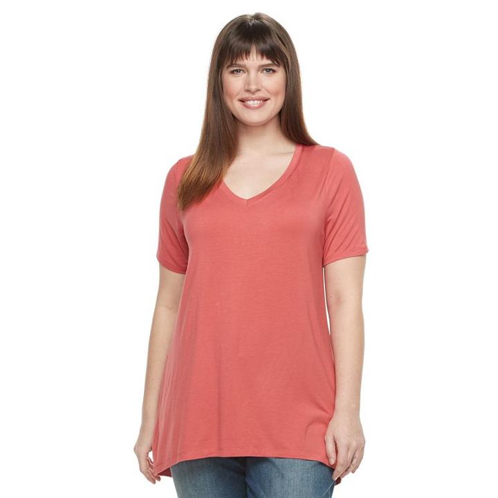 Plus Size Apt. 9&reg; Essential V-neck Tee, Women's, Size: 0x, Lt Orange