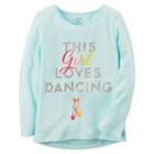 Girls 4-8 Carter's This Girl Loves Dancing Glitter High-low Tee, Size: 6x, Light Blue