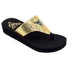 Women's West Virginia Mountaineers Shine Platform Flip-flops, Size: Medium, Gold