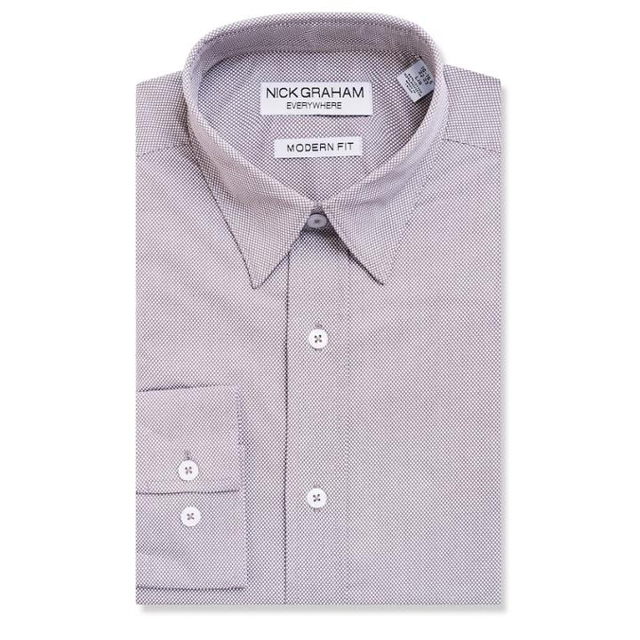 Men's Nick Graham Everywhere Modern-fit Stretch Dress Shirt, Size: M-32/33, Grey