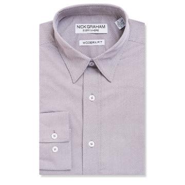 Men's Nick Graham Everywhere Modern-fit Stretch Dress Shirt, Size: M-32/33, Grey