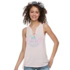 Juniors' Coca-cola Lace-up Hatchi Tank, Teens, Size: Medium, Pink