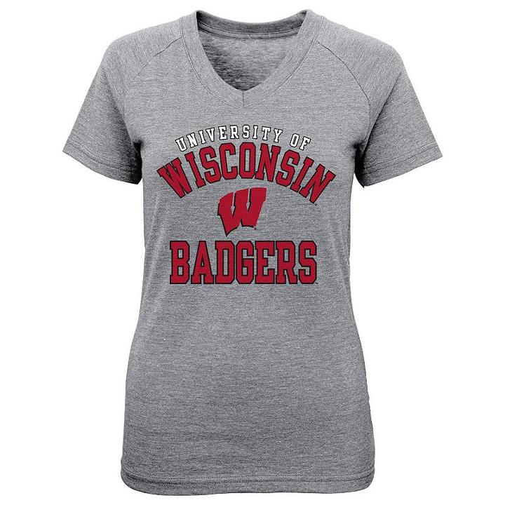Girls 4-6x Wisconsin Badgers University Stack Tee, Girl's, Size: M(5/6), Med Grey