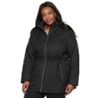 Plus Size Tower By London Fog Hooded Quilted Jacket, Women's, Size: 1xl, Black