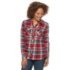 Petite Croft & Barrow&reg; Extra Soft Classic Button-down Shirt, Women's, Size: Xl Petite, Med Red