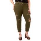 Juniors' Plus Size Wallflower Curvy Ripped 25 Crop Pants, Girl's, Size: 14 W, Brt Green