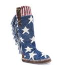 Muk Luks Women's Angela Stars & Stripes Boot Slippers, Size: Large, Blue (navy)
