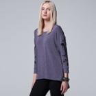 Women's Simply Vera Vera Wang Embroidered High-low Tee, Size: Xl, Drk Purple