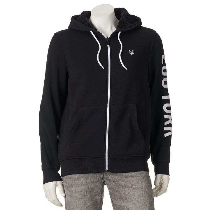 Men's Zoo York Sherpa Zip Hoodie, Size: Medium, Black