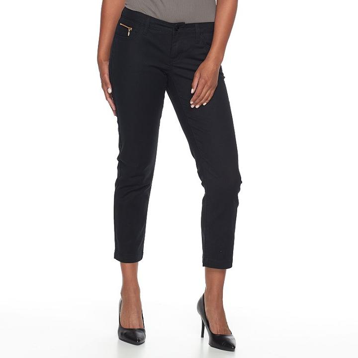 Women's Apt. 9&reg; Zipper Accent Ankle Skinny Jeans, Size: 16, Black