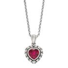 Adora Sterling Silver Simulated Ruby Heart Pendant, Women's, Size: 18, Red