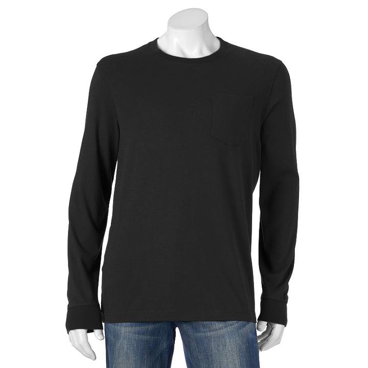 Men's Croft & Barrow&reg; Solid Pocket Tee, Size: Xl, Black