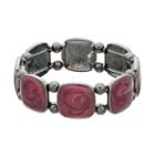 Red Swirl Square Stretch Bracelet, Women's, Dark Red