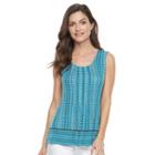 Women's Croft & Barrow&reg; Pintuck Tank, Size: Large, Turquoise/blue (turq/aqua)