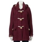 Juniors' Coffee Shop Plaid-lined Toggle Wool Jacket, Girl's, Size: Xl, Red