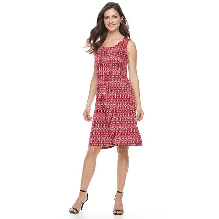Women's Croft & Barrow&reg; Pintuck Fit & Flare Dress, Size: Medium, Med Red